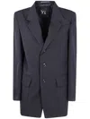 Y's Three-button Wool Blazer In Gray