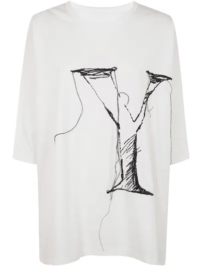 Y's O-round Neck Big T In Blanco