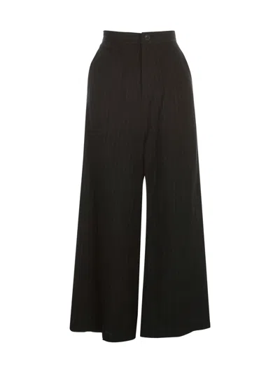 Y's O Straight Thick Pants Pinstripe In Black