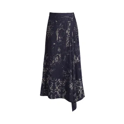 Pre-owned Y's On-f Cut Out Skirt 'navy' | Tan | Women's Size 2