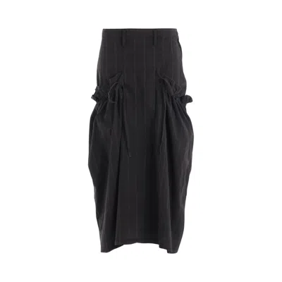 Pre-owned Y's On-gather Cloth Skirt 'grey' | Women's Size 2 In Gray