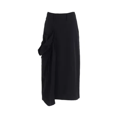 Pre-owned Y's On-right Side Gather Skirt 'black' | Women's Size 1