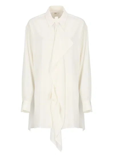 Y's Oversize Shirt With Draping In White