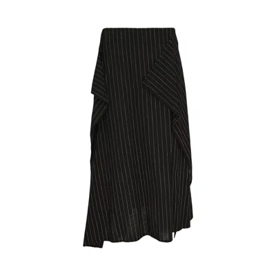 Pre-owned Y's O-wrap Flare Skirt 'black' | Women's Size 1