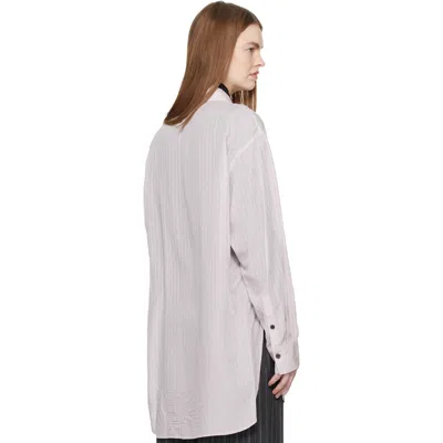 Y's Pink Cellulose Stripe Square-collar Shirt In White
