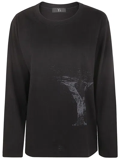 Y's Round Neck Long Sleeve T B In Black  