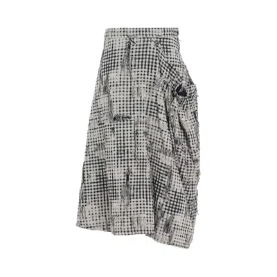 Pre-owned Y's S Gathered String Skirt 'white/black' | Women's Size 2