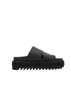 Y's Crossover-strap Leather Slides In Black