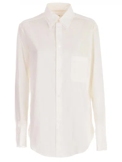 Y's Shirt L/s W/pocket Double Collar In White