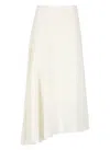 Y's Flowing White Linen Blend Skirt In White