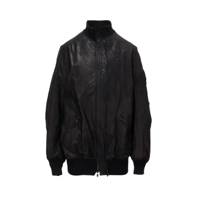 Pre-owned Y's Soft Leather Double Zip Blouson 'black' | Women's Size 2