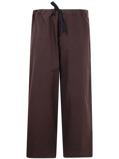 Y'S Y'S STRAIGHT STRING TWILL TROUSERS