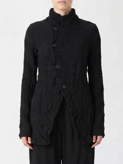 Y's Big Flower Wrinkled Knit Jacket In Blue