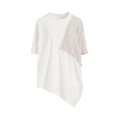 Pre-owned Y's Switching Short-sleeve Top 'light Grey' | Women's Size 2 In Gray