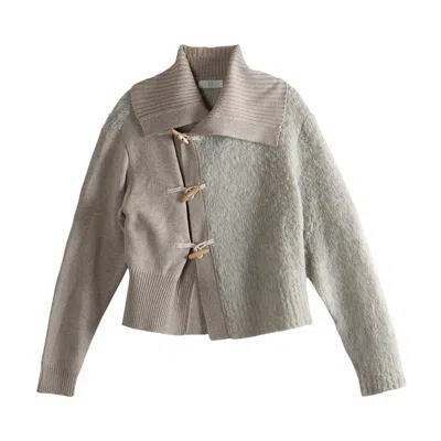 Pre-owned Y's Toggle Button Asymmetry Cardigan 'beige' | Tan | Women's Size 2