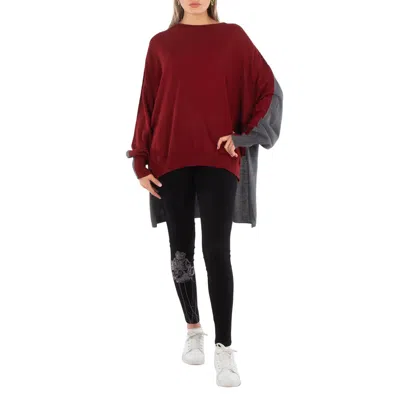 Y'S Y'S TWO-TONE WOOL BLEND FINE-KNIT JUMPER, BRAND SIZE 2 (SMALL)