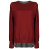 Y's Two-tone Wool Blend Fine-knit Jumper In Red