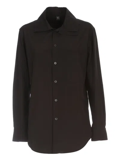 Y's U Layered Collar Shirt W/pocket In Brown