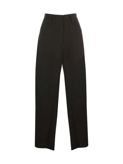 Y's U Side Stripep Gabardine Cropped In Black