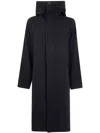 Y's Hooded Wool Coat In Black