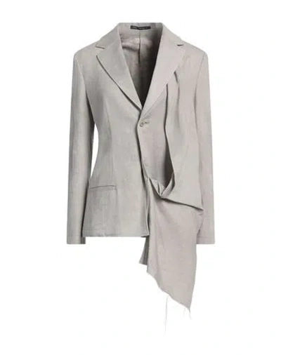 Y's Yohji Yamamoto Woman Blazer Light Grey Size 2 Linen, Cotton