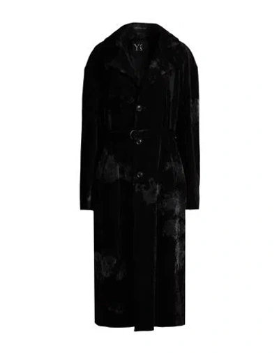 Y's Yohji Yamamoto Woman Coat Black Size 1 Rayon, Polyester, Polyurethane