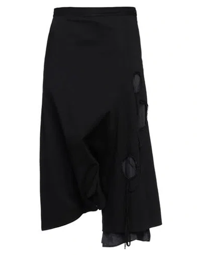 Y's Yohji Yamamoto Woman Denim Cropped Black Size 2 Cotton, Nylon, Rayon, Linen