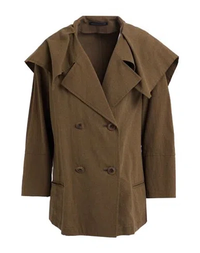 Y's Yohji Yamamoto Woman Jacket Military Green Size 2 Cotton, Linen