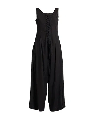 Y's Yohji Yamamoto Woman Jumpsuit Black Size 3 Rayon, Linen, Cellulose
