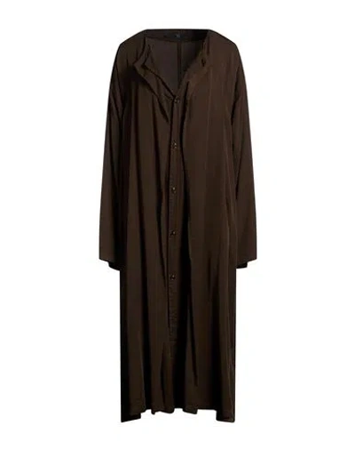 Y's Yohji Yamamoto Woman Midi Dress Dark Green Size 2 Cellulose In Brown
