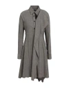Y's Yohji Yamamoto Woman Midi Dress Grey Size 3 Wool, Polyurethane, Nylon In Gray