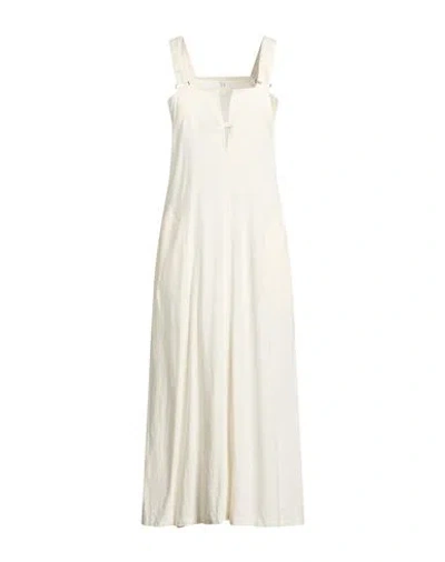 Y's Yohji Yamamoto Woman Midi Dress Ivory Size 2 Rayon, Linen In White