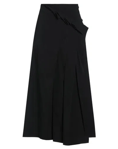 Y's Yohji Yamamoto Woman Midi Skirt Black Size 1 Wool, Rayon, Polyurethane