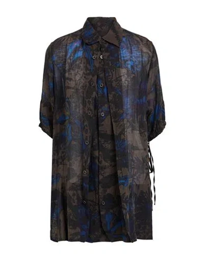 Y's Yohji Yamamoto Woman Shirt Grey Size 2 Cotton, Rayon, Linen