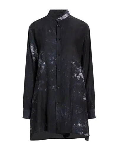 Y's Yohji Yamamoto Woman Shirt Midnight Blue Size 2 Cupro, Cotton In Black