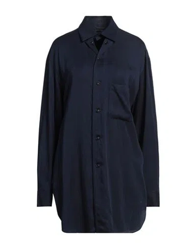 Y's Yohji Yamamoto Woman Shirt Navy Size 2 Cupro In Black