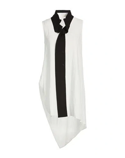 Y's Yohji Yamamoto Woman Shirt White Size 2 Rayon, Linen