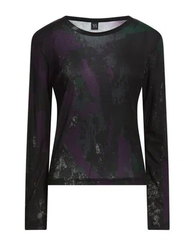 Y's Yohji Yamamoto Woman T-shirt Dark Purple Size 2 Lyocell