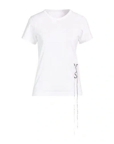 Y's Yohji Yamamoto Woman T-shirt White Size 2 Cotton, Cupro