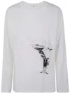 Y's Round Neck Long Sleeve T B In White