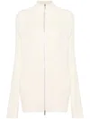 Y's Zip-up Ribbed-knit Cardigan In White