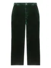 Ysl Button Velvet Trousers In Green