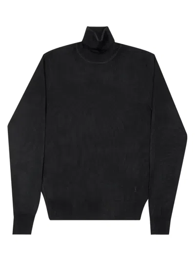 Ysl Logo Detail Roll-neck Jumper In Black