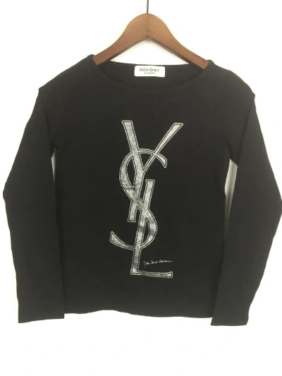 Pre-owned Ysl Pour Homme X Yves Saint Laurent Big Logo Long Sleeve T-shirtmx5 In Black