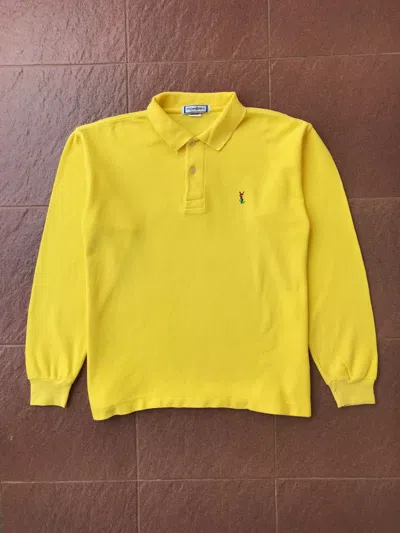 Pre-owned Ysl Pour Homme X Yves Saint Laurent Yellow Rugby Collared Polos Shirt