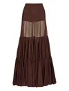 Ysl Shirred Tiered Maxi Skirt In Brown