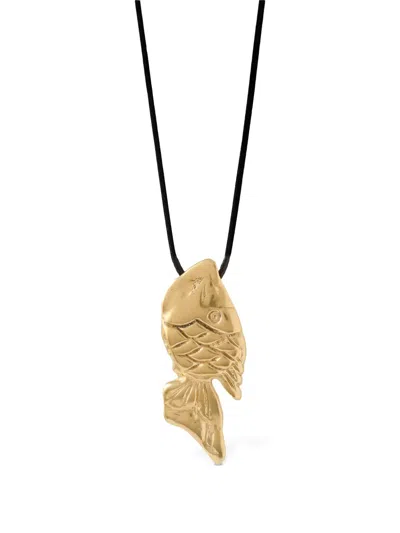Ysso Pisces Cord Fish Necklace In Black