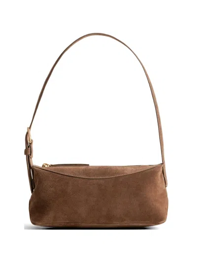 Yu Mei Bobby Suede Shoulder Bag In Brown