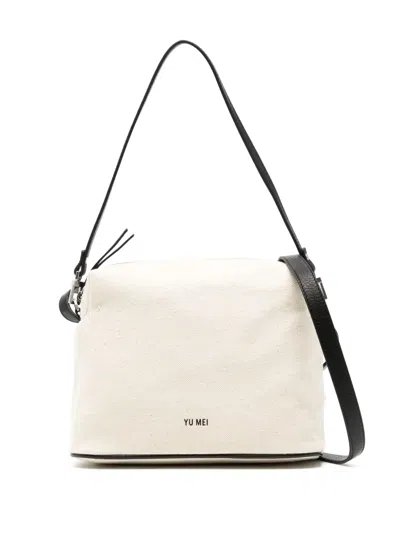 Yu Mei Ch'lita Canvas Shoulder Bag In Neutrals