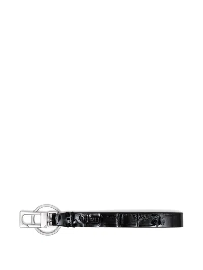 Yu Mei Crocodile-embossed Leather Key Chain In Black